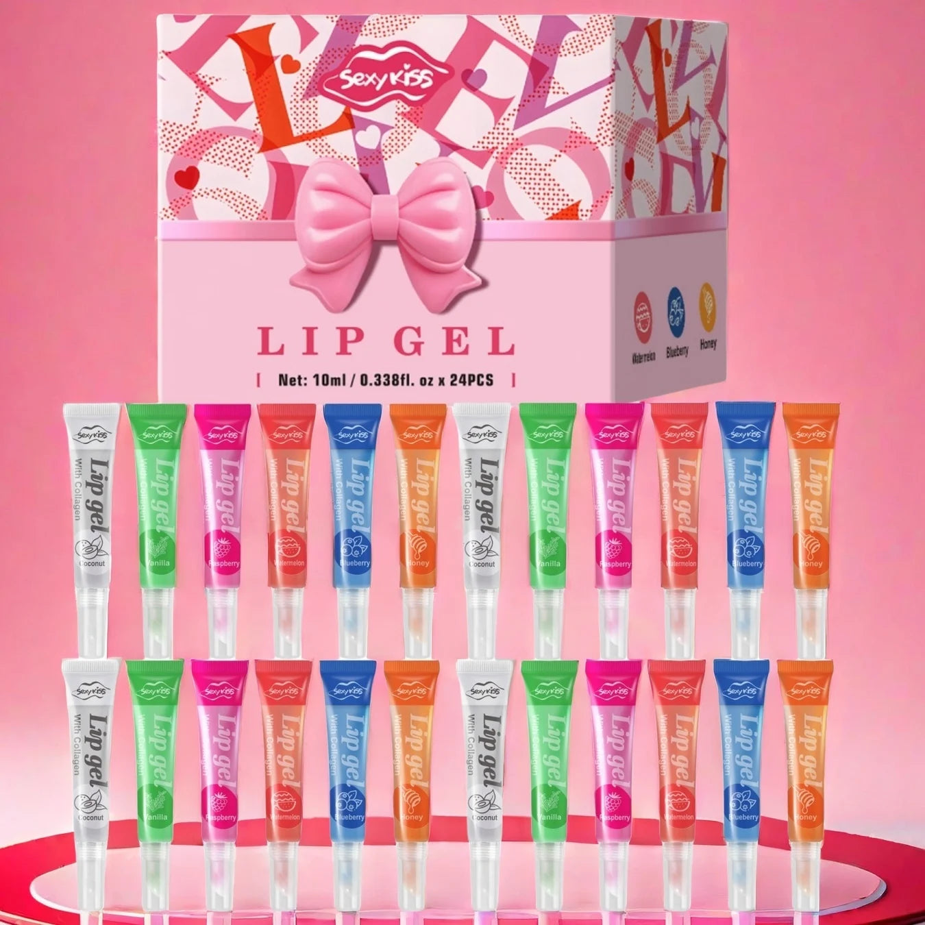 24PCS Luxury Gift Set Lip Balm Jelly Set Hydrating and Glossy for Dry Lips Valentine's Day Gifts Perfect Present for Oasis Select Lip Balm Jelly Set