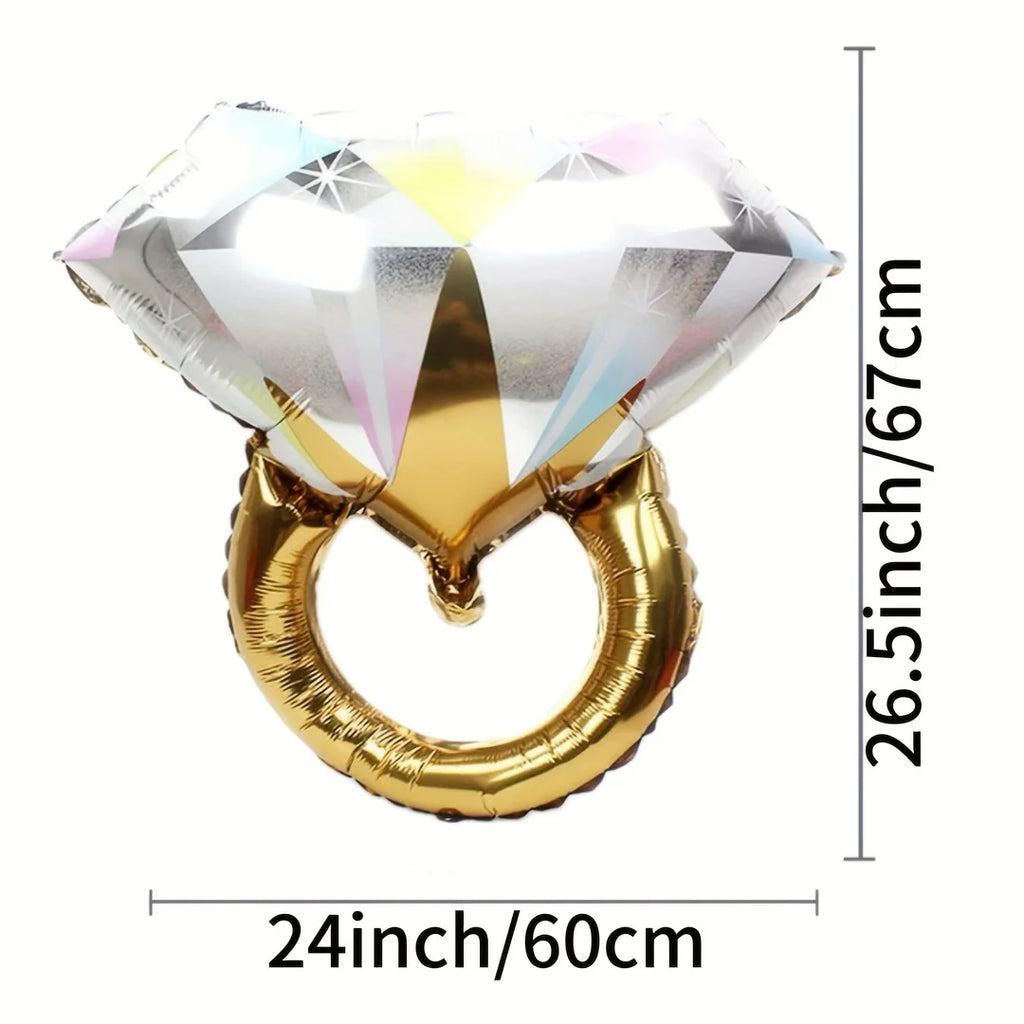 2PCS Diamond Ring Aluminum Foil Balloon - Perfect for Engagement and Wedding Parties - Self sealing, Mixed Colors Oasis Select