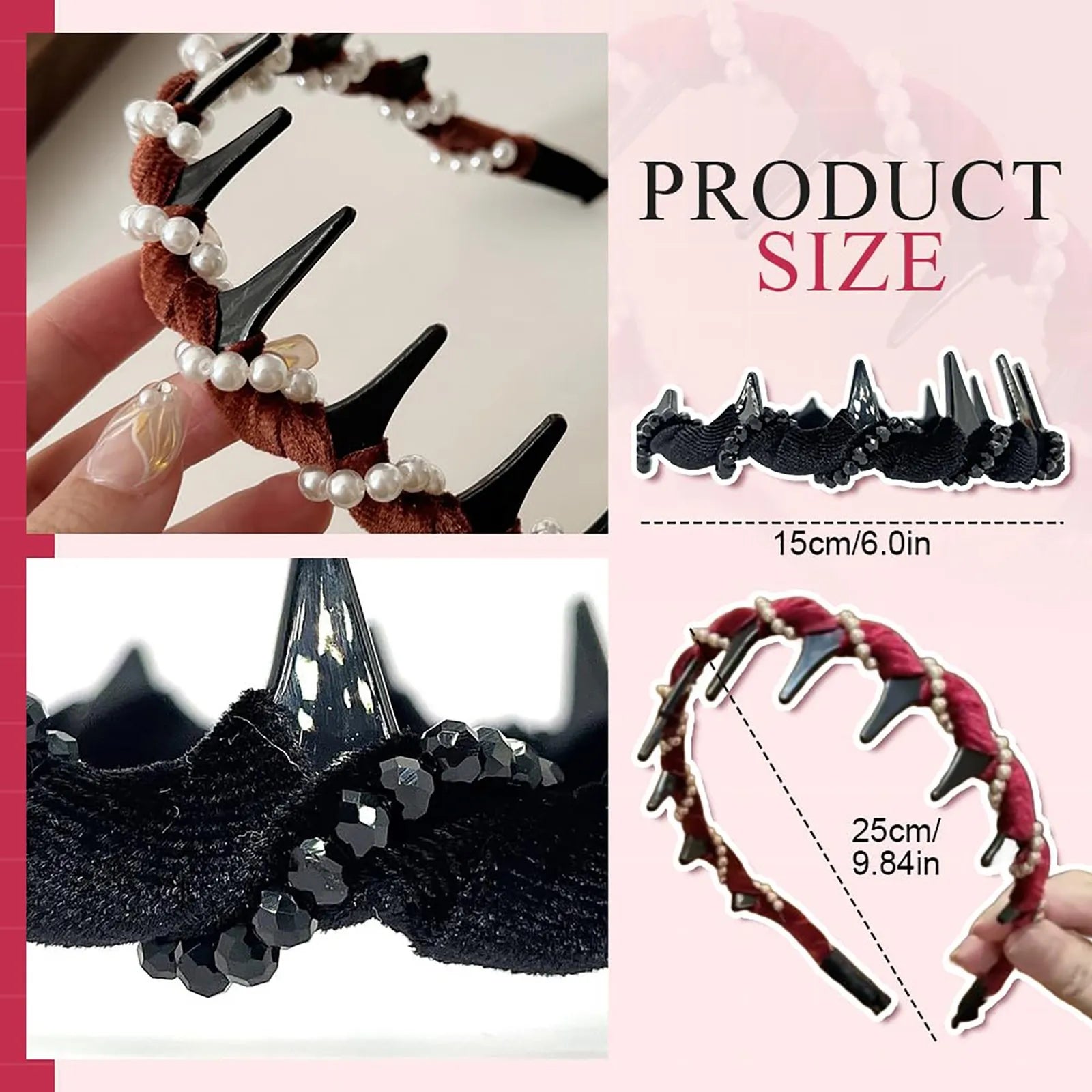 3PCS New Trendy Pearl Headbands Non-slip Wavy Head Hoop Combing Hairbands Headwear Hair Accessories Hair Accessories Gifts Oasis Select