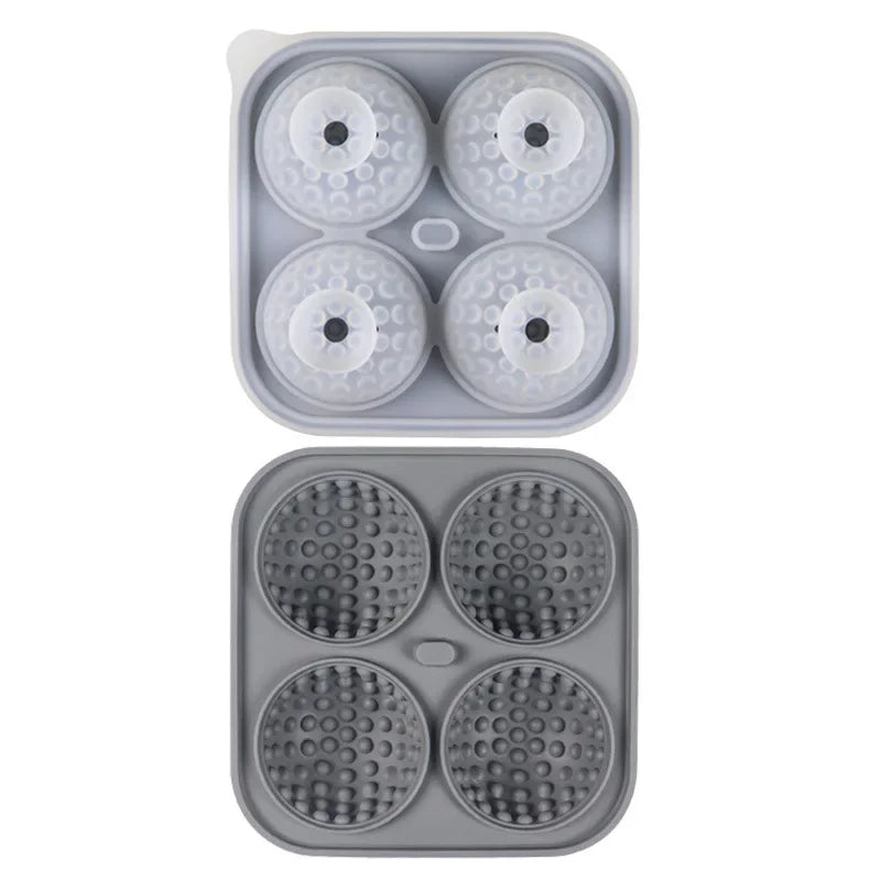 1-10PCS Ice Cube Mold 3D Golf Ice Puck Hockey Tray Mold Whiskey Silicone Ice Box Silicone Ice Tray Ice Hockey with Funnel Oasis Select Grey 3PCS