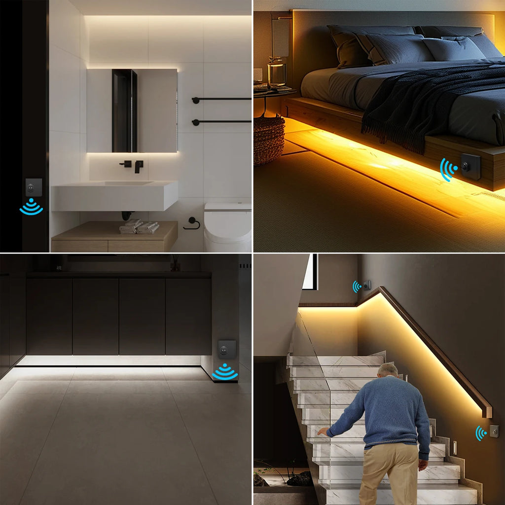 COB 24V LED Strip Wireless PIR Human Motion Sensor LED Night Light RF Reciever Smart Induction Lamp For TV Kitchen Cabinet Stair Oasis Select
