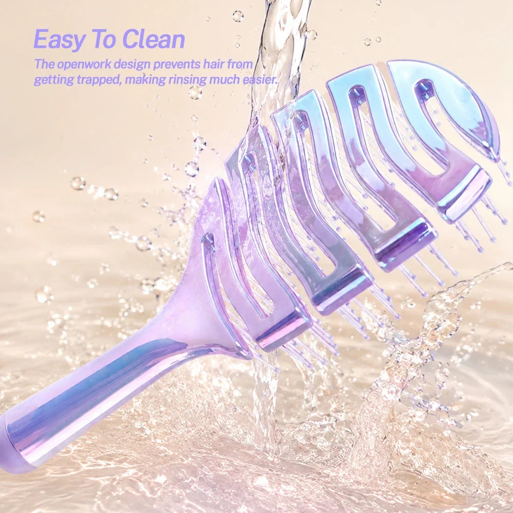 Iridescent Crescent Moon Detangling Hairbrush & Scalp Massager Detangling Hairbrush Oasis Select