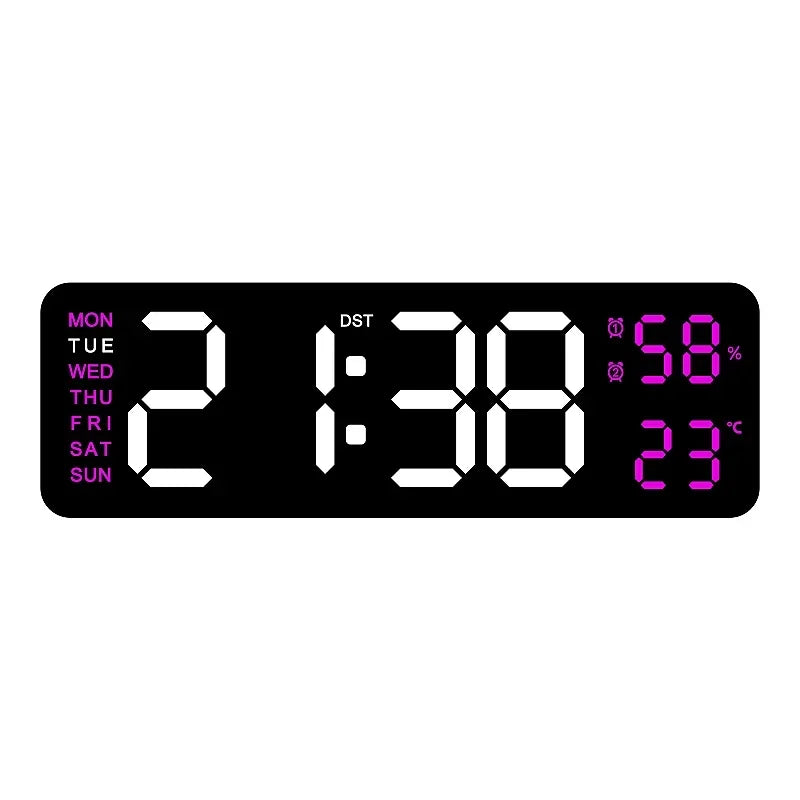 9 Inch Large Digital Wall Clock with Temperature Humidity Display,Auto Dimmer,USB Powered,12/24H LED Alarm Clock for Home Office Oasis Select ABP 9 inch