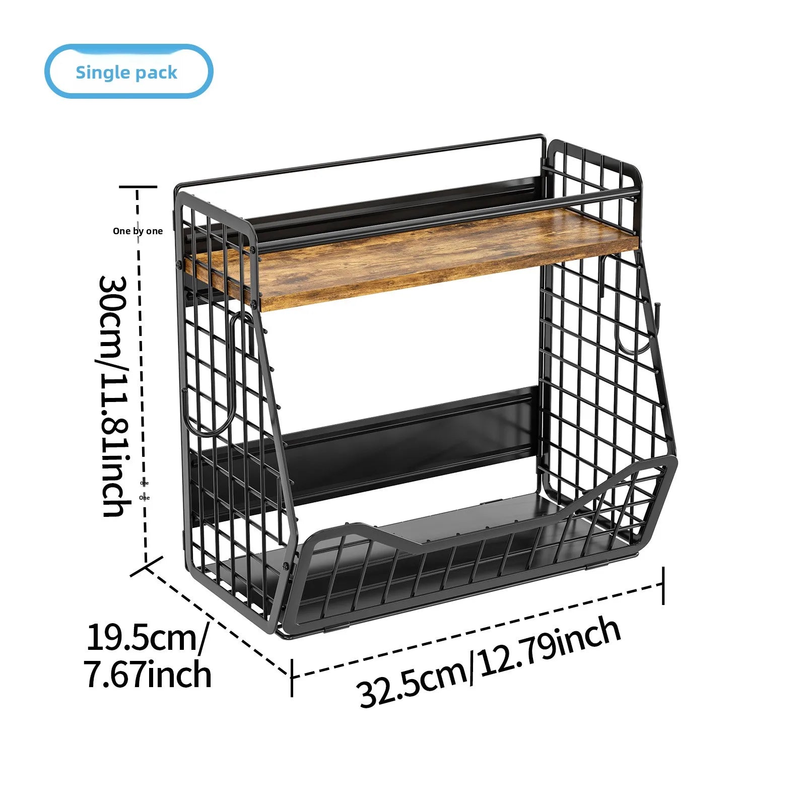 Kitchen Magnetic Refrigerator Hanger Wall-mounted Seasoning Rack Fruit and Vegetable Storage Basket Removable Magnetic Oasis Select 1 black