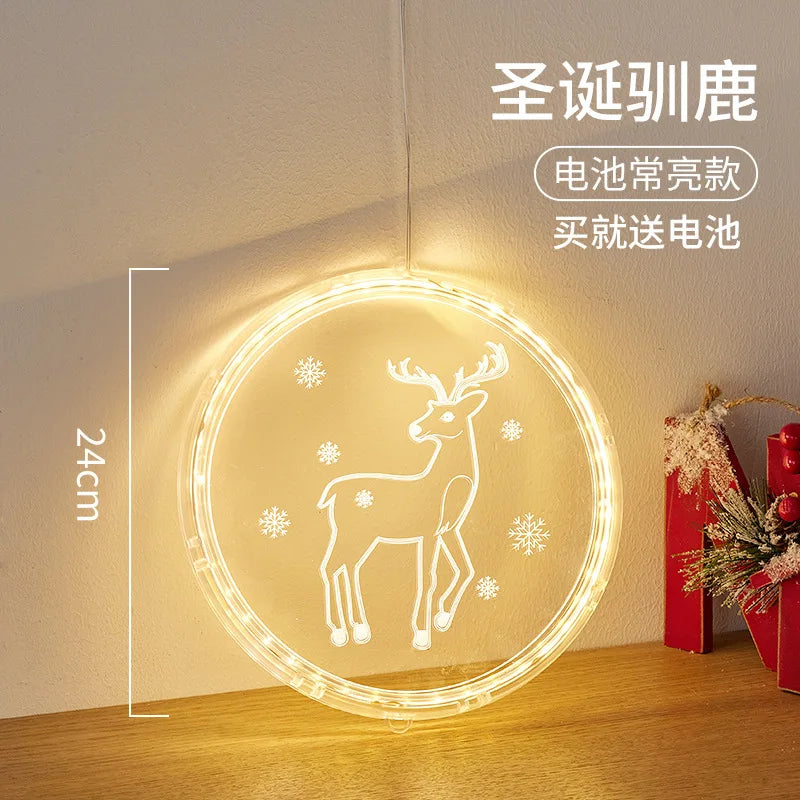 Christmas Transparent Luminous Night Lights, Festive Scene Atmosphere Decoration and Hanging Ornament Store Oasis Select Christmas reindeer