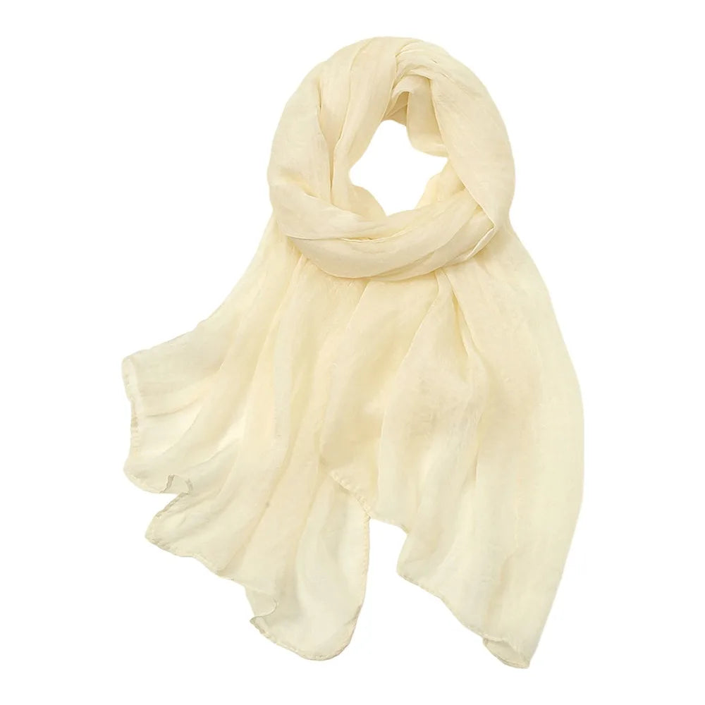 Elegant Solid Color Chiffon Scarf Thin Protection Sunscreen Shawl Soft Long Female Wrap Shawls Summer Oasis Select Beige