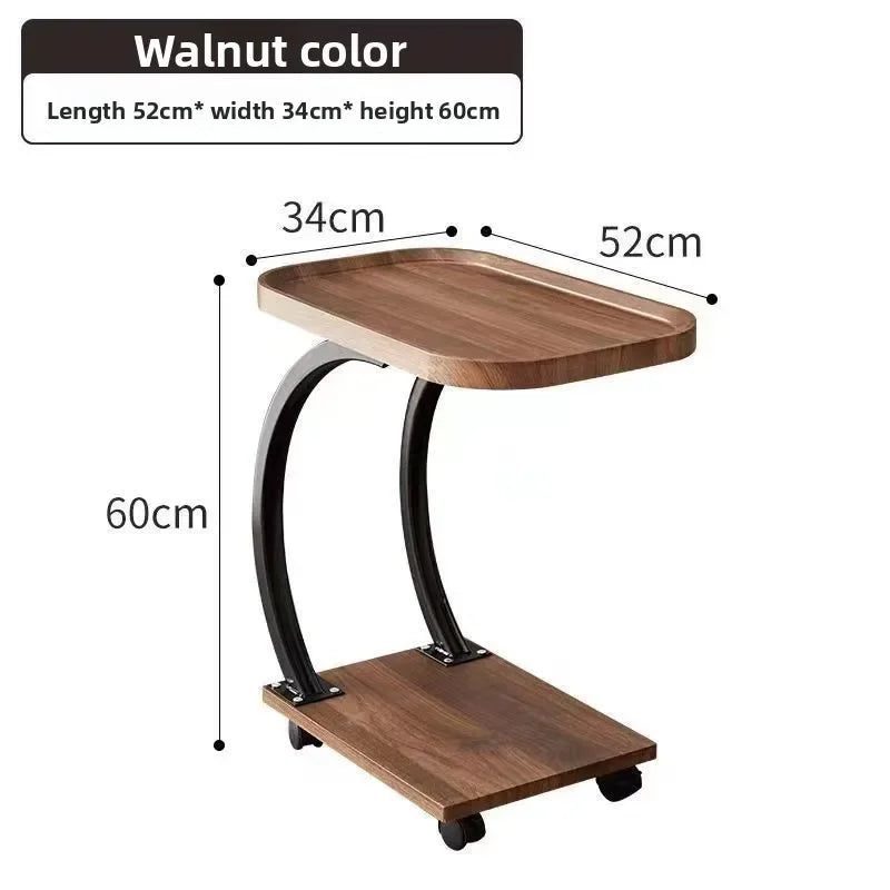 Multi-functional Sofa side table removable mini small coffee table small table with wheels sturdy and durable Oasis Select Walnut C