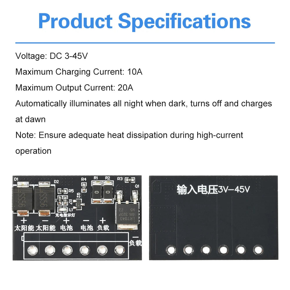 DC 3-45V Automatic Solar Panel Battery Charger Board Night Light LED Lamp Control Switch Battery Charger Charging Controller Oasis Select