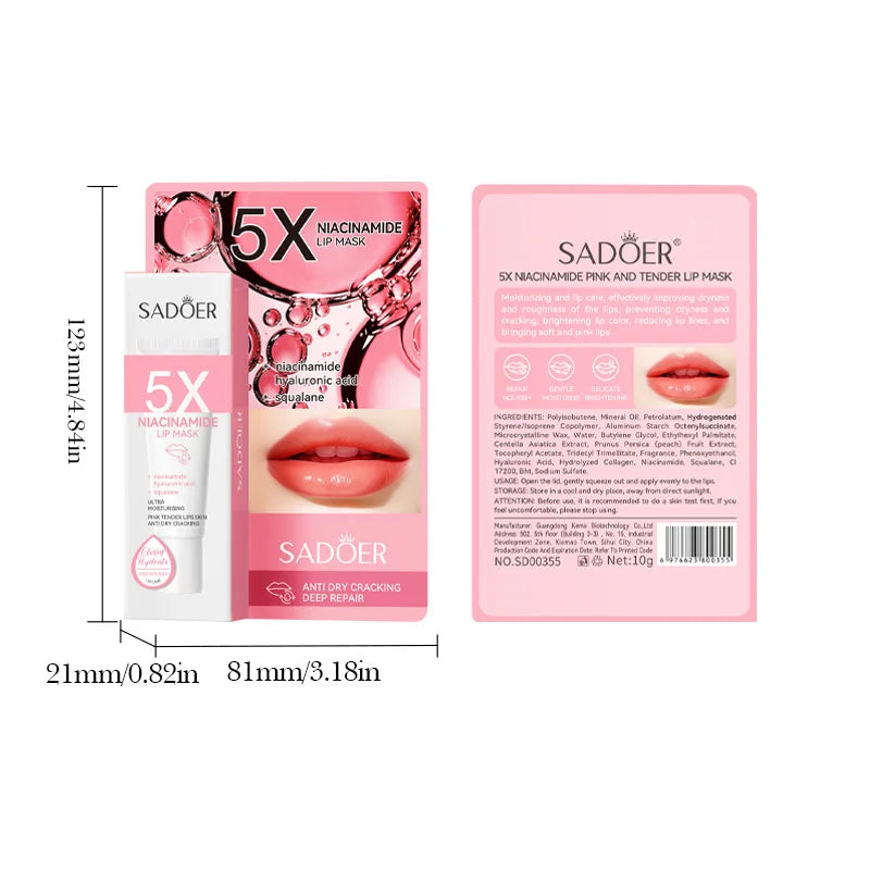 SADOER Niacinamide Lip Mask Balm – Ceramide & Vitamin C 10g Tinted Lip Mask Oasis Select