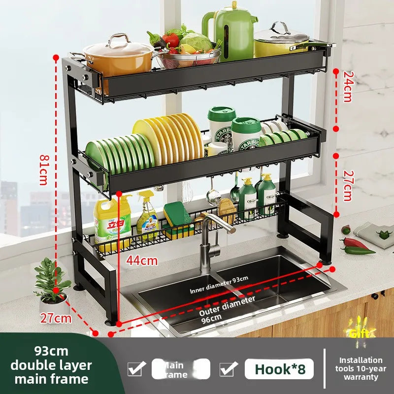Multifunctional Kitchen Sink Shelf Dish Rack Drain Rack Countertop Dish Rack Drain Sink Rack Oasis Select 93cm S