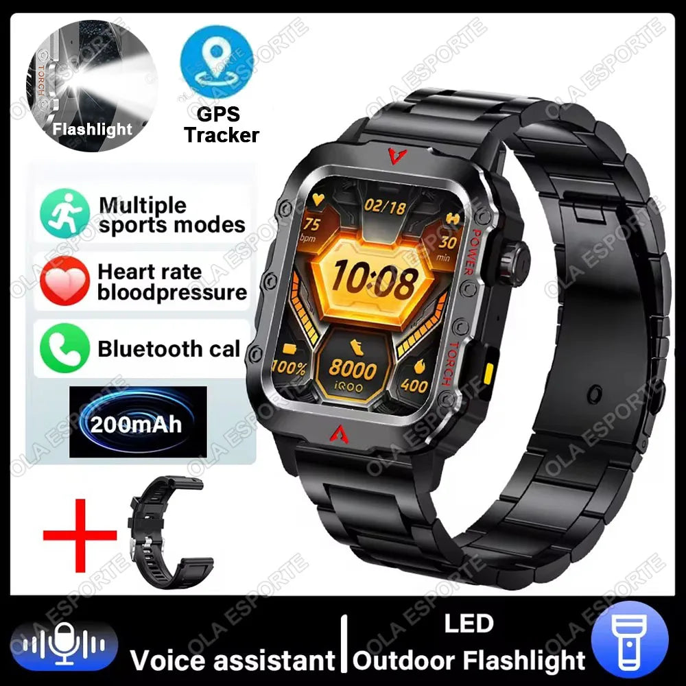 Men's GPS Smart Watch LED Flashlight Sport Tracker Waterproof