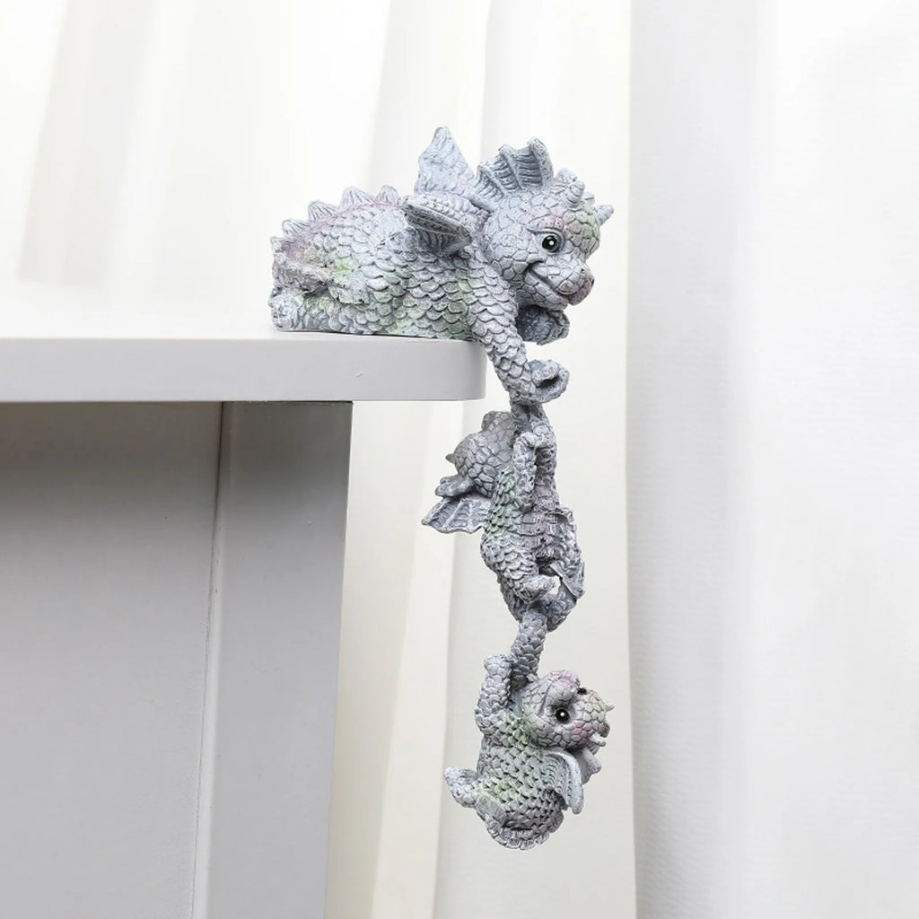 Hanging Mother & Child Climbing Dragon Resin Statue | Home Decor Decorative Figurine Oasis Select