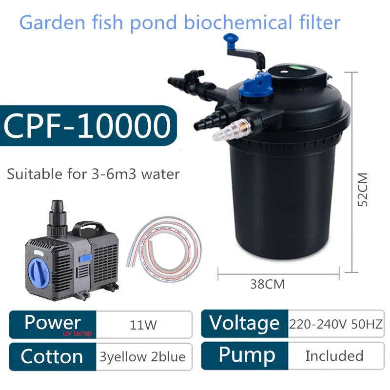 CPF2500 CPF5000 CPF10000 CPF15000 CPF20000 CPF30000 CPF50000 pond swimming pool filter bio pressure UV filter Farm water purifi Oasis Select CPF10000 a set UK adapter plug