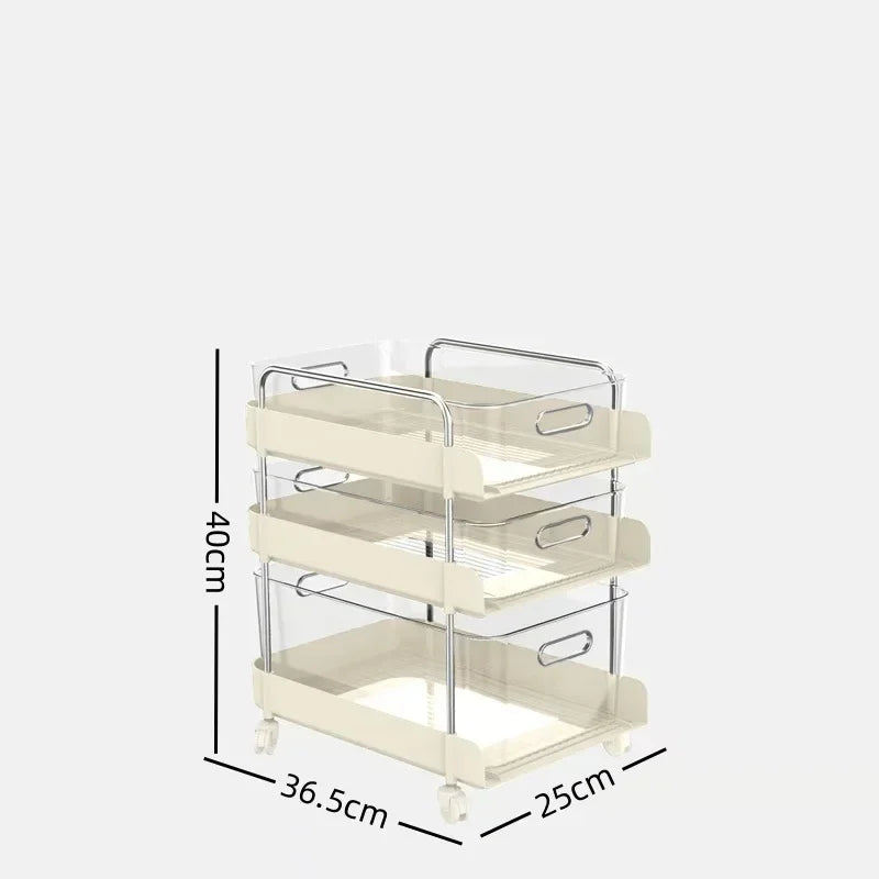 Multi-functional trolley storage cabinet floor storage rack bathroom multi-layer drawer storage box rack Oasis Select Three-layer pulley