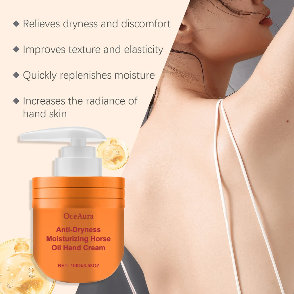 Moisturizing Horse Oil Hand Cream Anti Chapping Hydrating Soften Anti Cracked Soothing Dry Rough Nourishing Brighten Hand Care Oasis Select