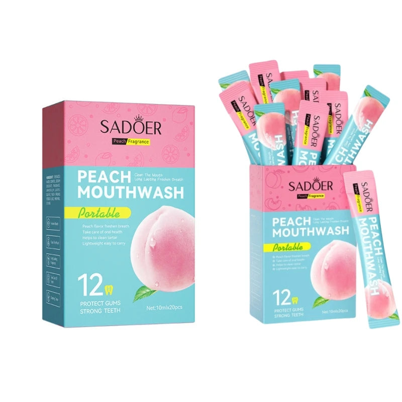SADOER Peach Mouthwash 20 Pods – Fresh Breath Oral Rinse Mouthwash Pods Oasis Select Taozi dozen adults