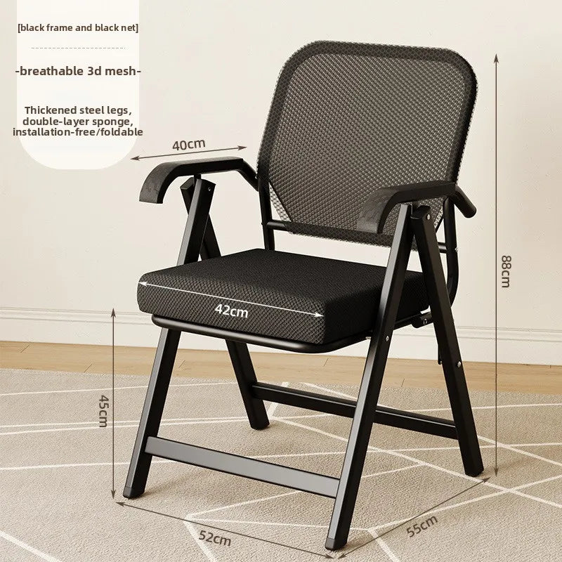 Folding chair Home leisure back chair Comfortable sedentary breathable office chair Dormitory homework chair Oasis Select army green