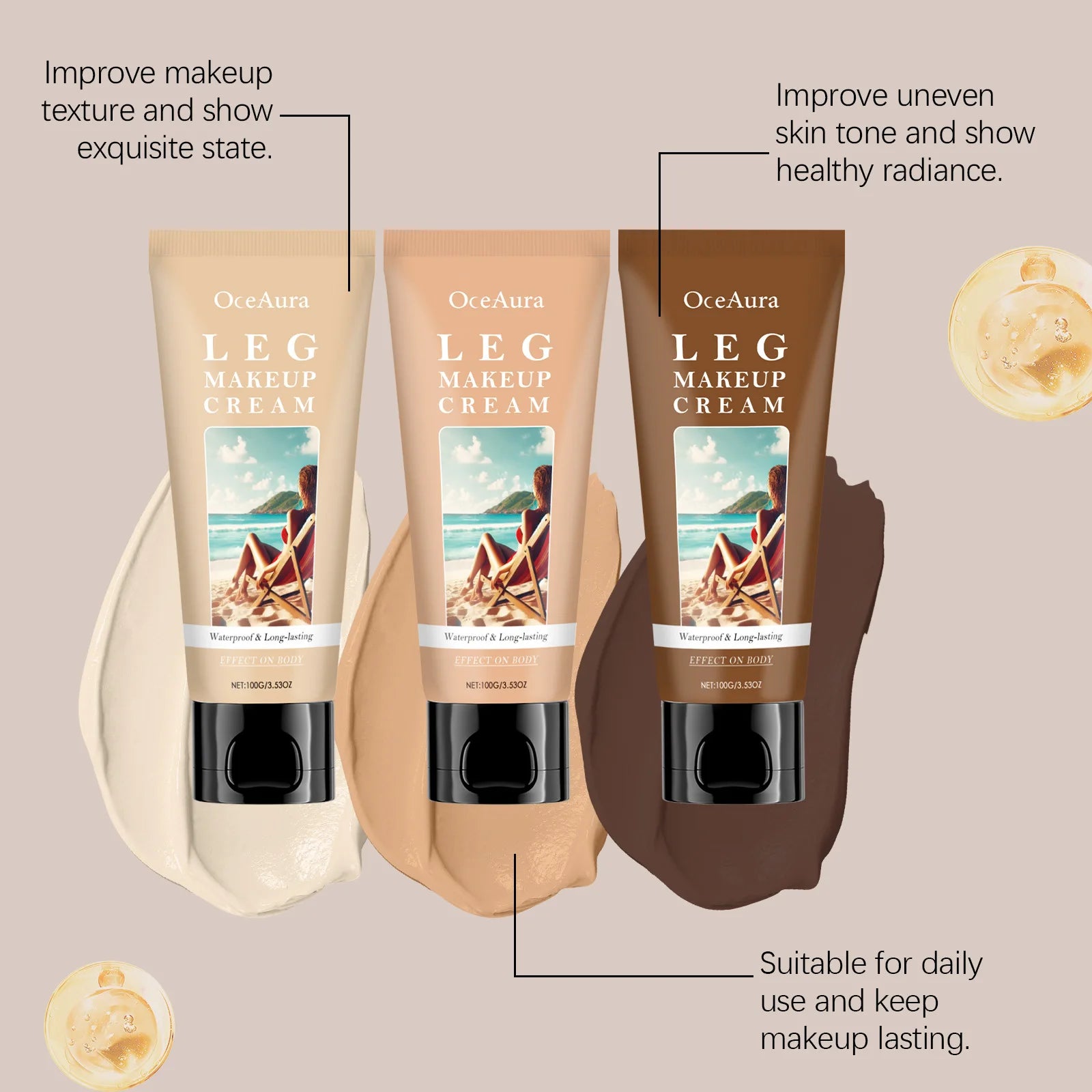 OceAura Leg Makeup Lotion – Waterproof Body Foundation Body Foundation Lotion Oasis Select