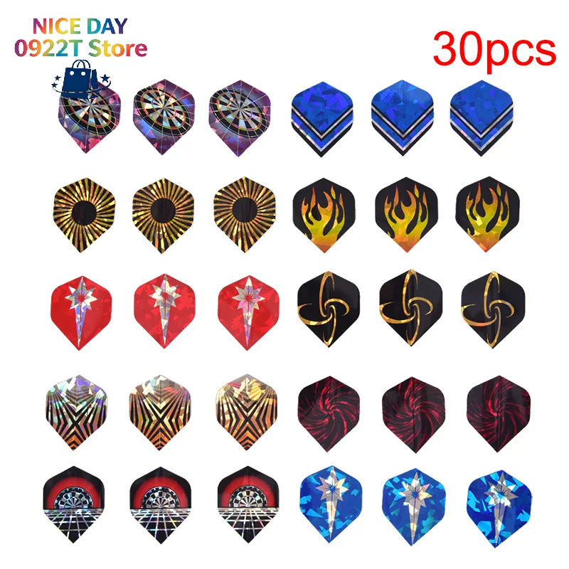15/30pcs PVC Reflective Laser Dart Wing Set Darts Flights Nice Dart Flights Set@#X Oasis Select
