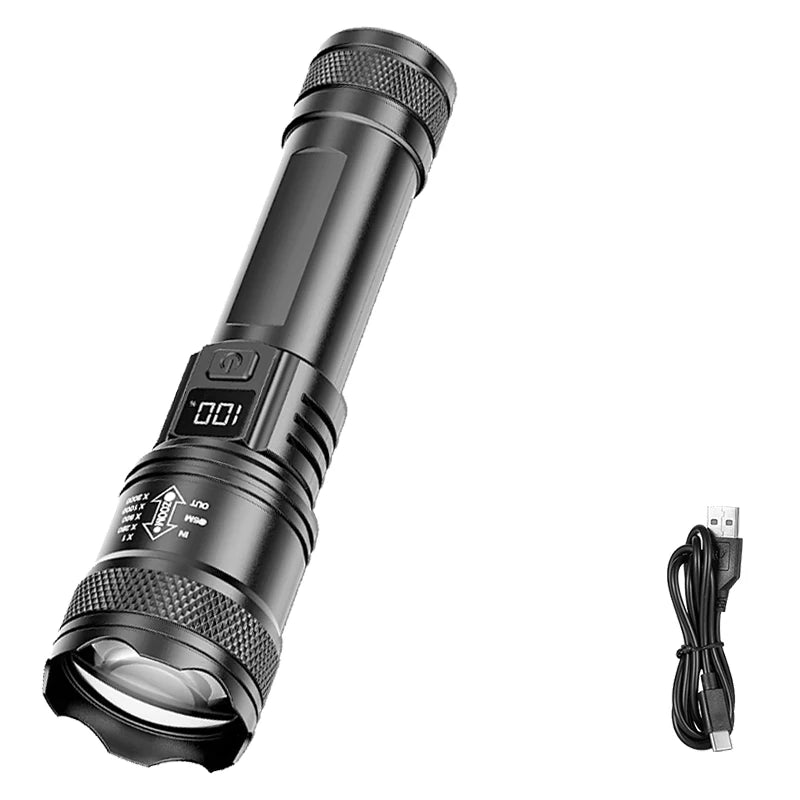 High Power LED Flashlight Powerful USB C Rechargeable Flashlight Outdoor Camping Hiking Torch Christmas and New Year Gifts Light Oasis Select 1PC ZOOM Built in battery