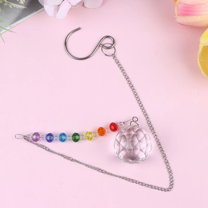 Mesmerizing Colored Crystal Rainbow Maker Prism with Hanging Chain Oasis Select