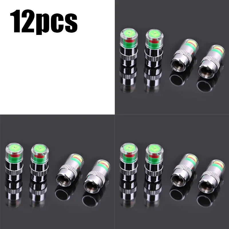 4/24pcs Motorcycle Car Tire Pressure Monitor Valve Cap Sensor Indicator Eye Alert Auto Tire Pressure Inspection Tool Tire Valve Oasis Select 12pcs