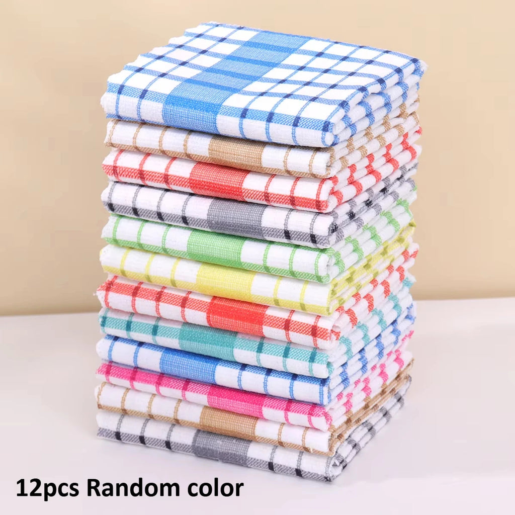 6pcs/12pcs Modern Printed Checkered Dish Towels, Scouring Pads, Kitchen Towels, Super Soft with Strong Absorbency Kitchen Towels Oasis Select 12pcs