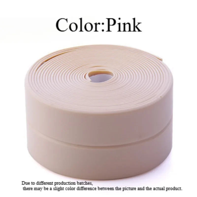 1 Roll of Waterproof White PVC Self-Adhesive Tape - Perfect for Bathroom, Sink & Kitchen - Super Strong Stickiness! Oasis Select Pink 3.2m 2.2cm