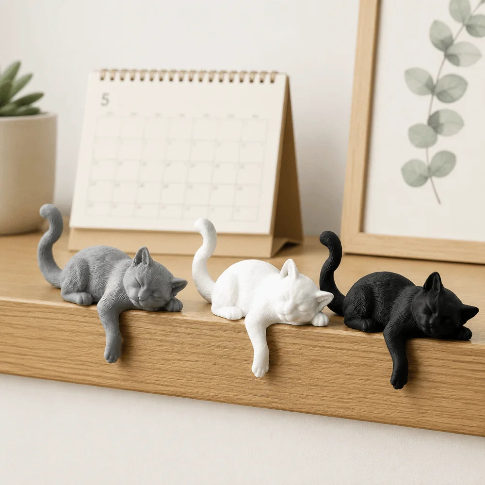 3D Printed Sleeping Cat Desk Ornament | Cute Cat Statue