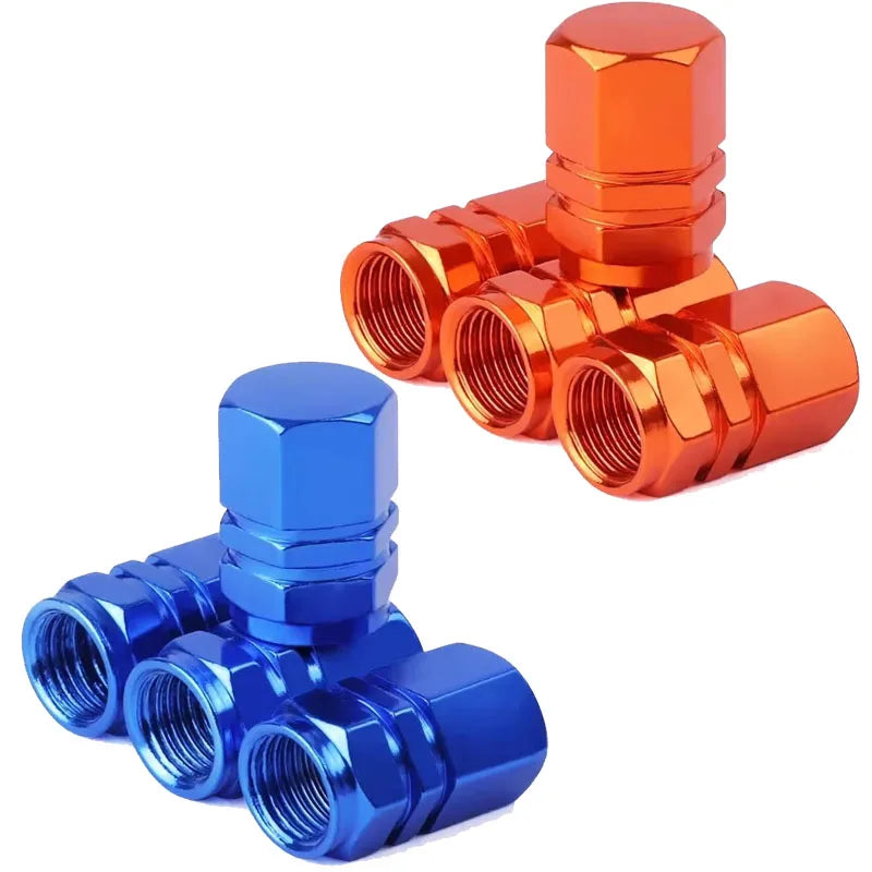 4 Aluminum Alloy Car Tire Valve Caps Hex Tyre Stem Cover Air Dust