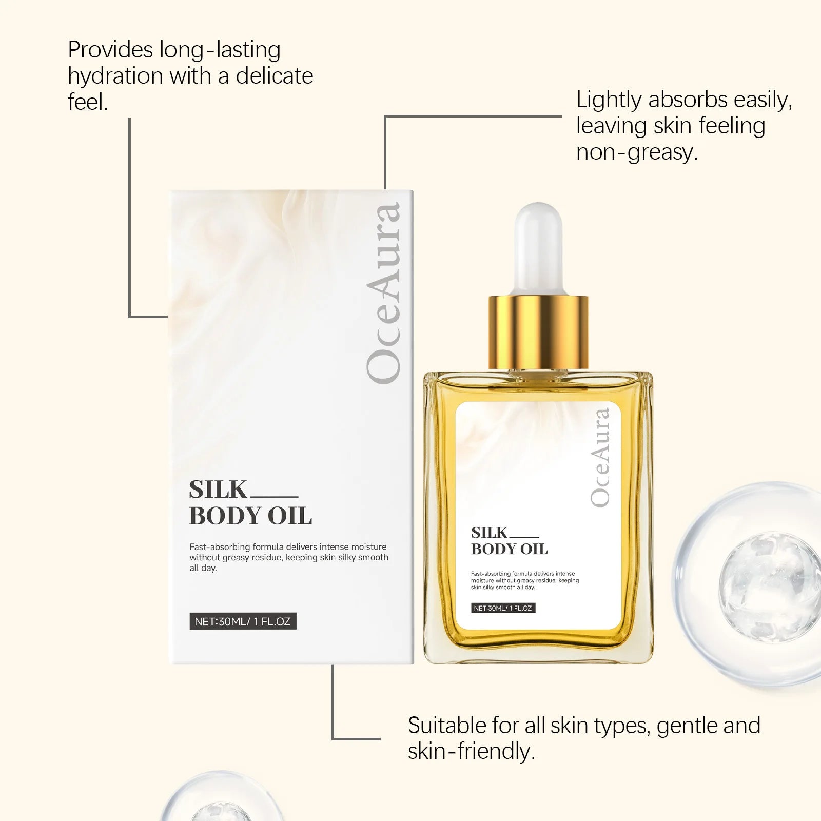 OCEAURA Body Massage Essential Oils Firm Skin Lasting Fragrance Brighten Luster Improve Roughness Body Nourishing Essential Oil Oasis Select