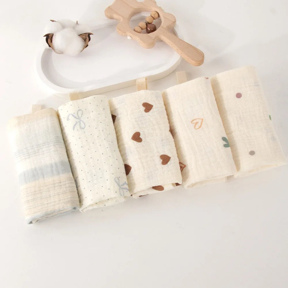 New 4-Layer Pure Cotton Baby Cotton Washcloth Soft Absorbent Square Towels Baby Towels Gauze Cotton Newborn Burp Cloth Oasis Select 28