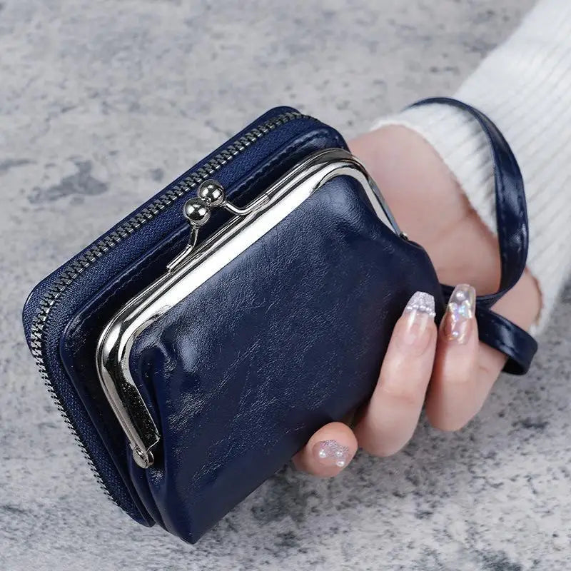 Women's PU Leather Wristlet Coin Purse | Dual Compartment Mini Wallet