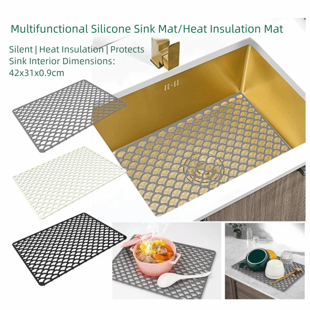 Silicone Sink Protector Mat Foldable Anti Slip Tableware Drainage Drying Mats Multi Functional Heat Resistant Non-slip Sink Mat Oasis Select