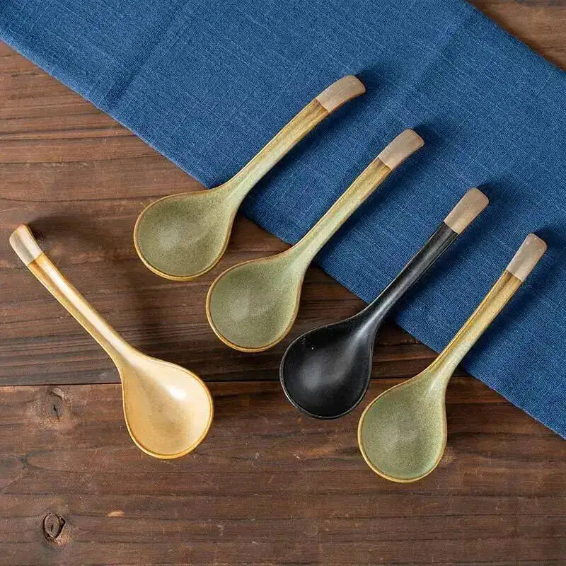 Japanese Handmade Coarse Pottery Soup Spoon Tablespoon Spoon Eating Spoon Ceramic Spoon Bowl Spoon Kitchen Tablewear Oasis Select