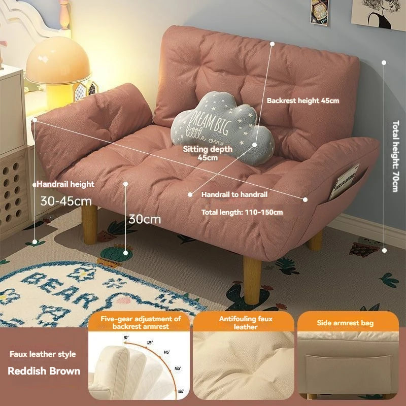 Lazy sofa, double rental room, bedroom, small-sized, internet famous, tatami, balcony, leisure, folding sofa bed, lounge chair Oasis Select Pink