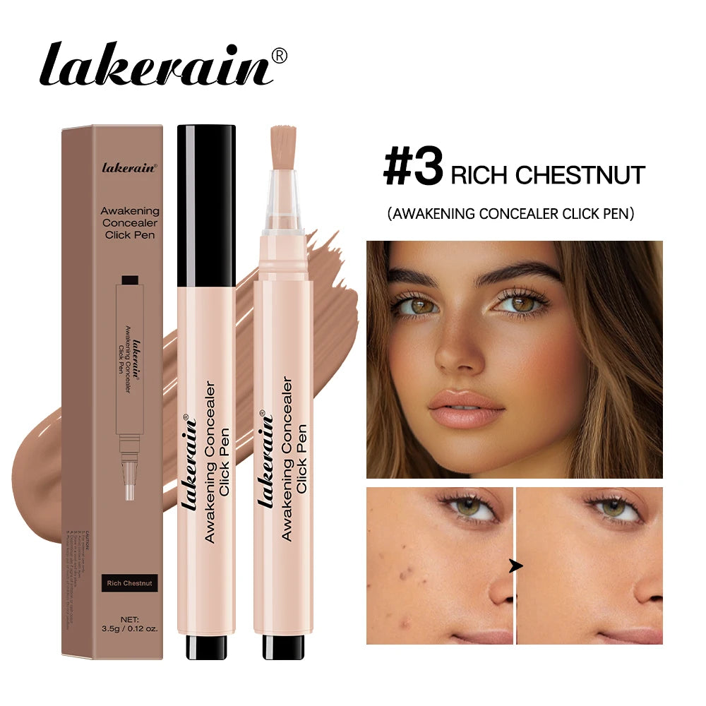 Waterproof Concealer Click Pen 3 Colors Natural Glowing Lightweight Full Coverage Sweat Proof Concealer Pencil Woman Makeup Oasis Select 3 Rich Chestnut