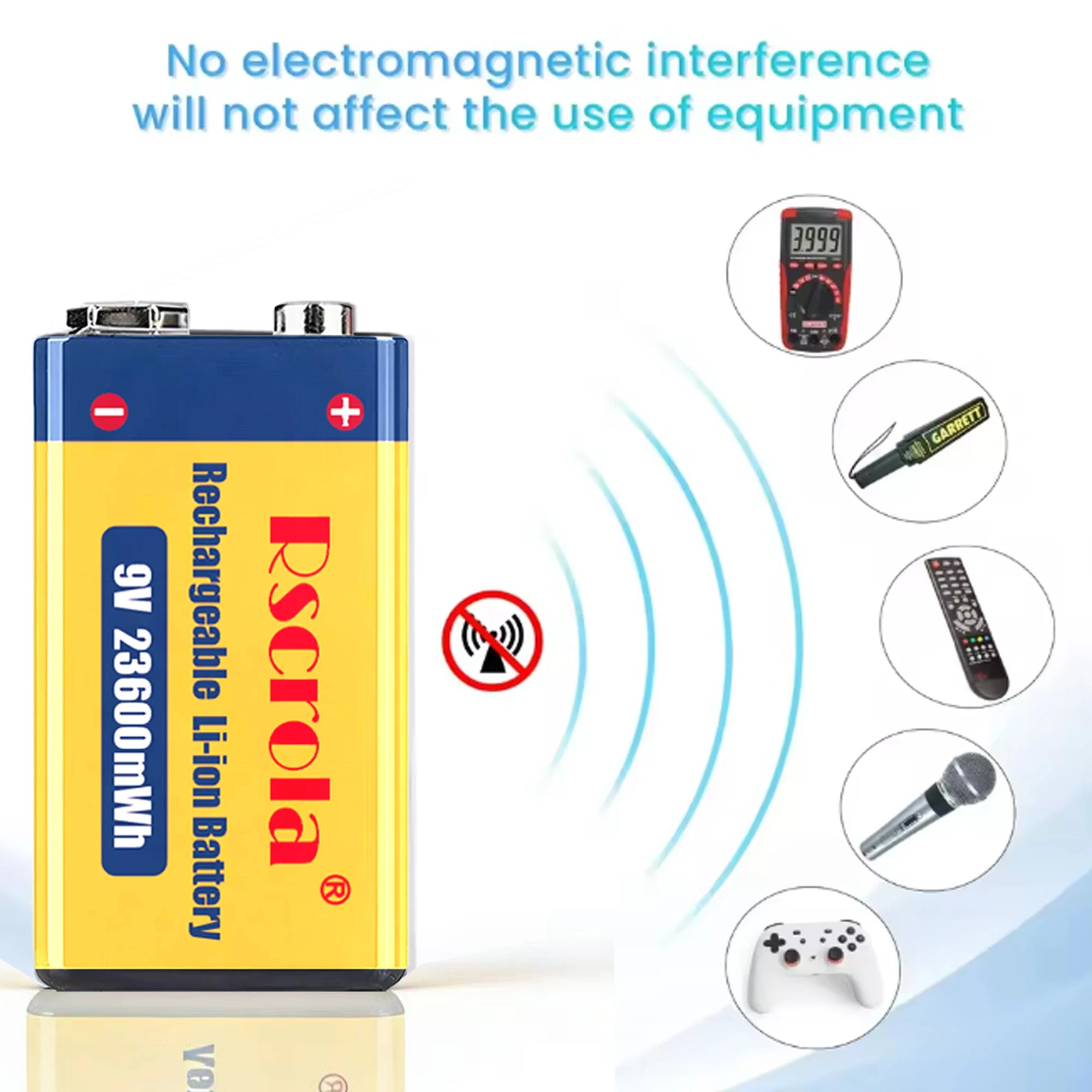 9V 23600mWh USB Lithium-ion Batteries 9V 6F22 Li-po Battery Constant Voltage 9V Output USB Li-ion Rechargeable Batteries Oasis Select