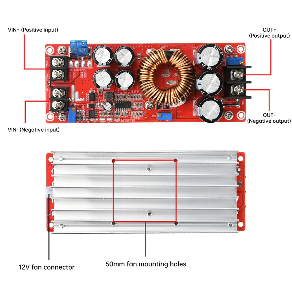 1200W 20A DC-DC Boost Converter Step Up Power Supply Module 8-60V To 12-80V Adjustable Voltage Charger Oasis Select