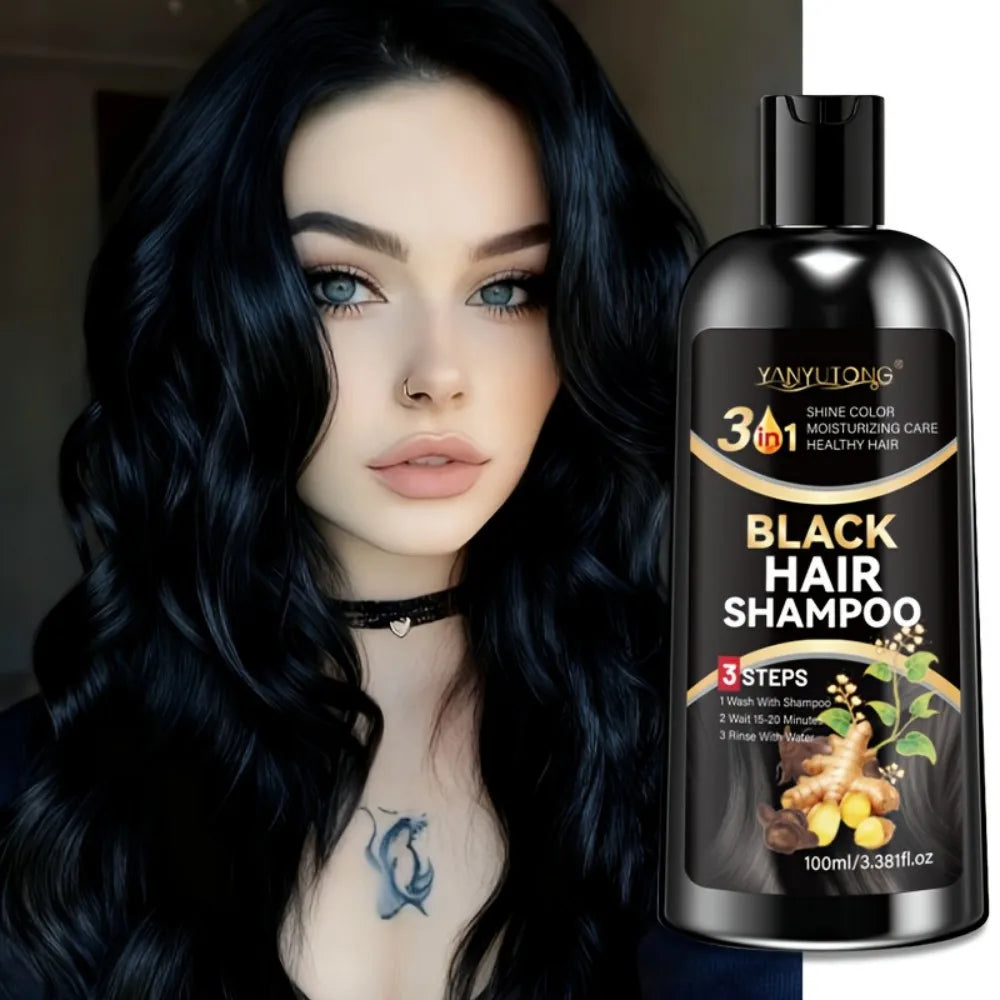 3.38fl oz3-in-1Black Hair Color, White Covering Shampoo, Plant-Based Black Hair Color, Rapid Hair Color Cream, Styling, DIY Care Oasis Select 1 pcs