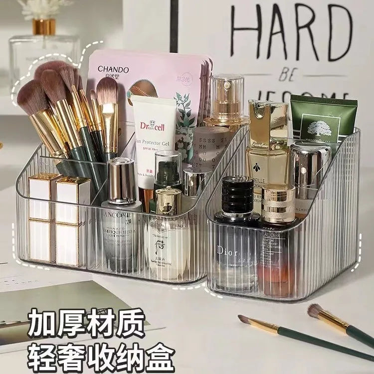 Storage Box Desktop Cosmetic Pen Holder Cosmetic Storage Bucket Transparent Trapezoid Cosmetic Storage Rack Oasis Select