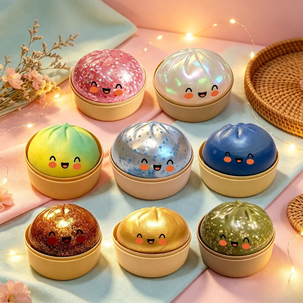 Shiny Glitter Simulation Dumpling Squishy Toy Soft Elastic Texture Easy To Squeeze For Pressure Relief And Daily Entertainment Oasis Select