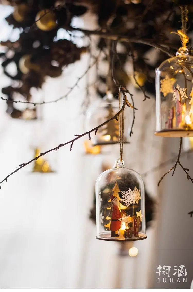 Luminous Lamp Hanging Decorations Christmas Ornaments Glass Lamp Balls Hanging Balls Santa Claus Reindeer Snowman Ornaments Oasis Select