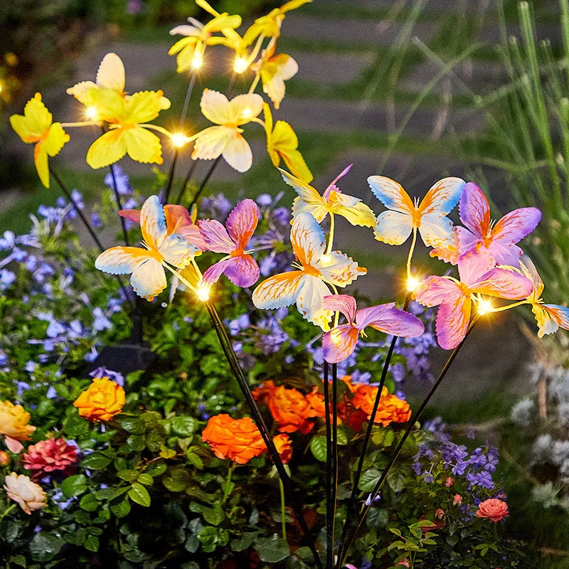 Solar-powered Butterfly Ground Insert Light, Artificial Flower Butterfly Light, Outdoor Waterproof Garden Lawn LED Light Oasis Select