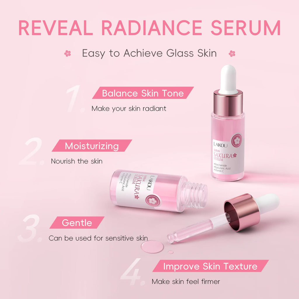 LAIKOU Sakura Face Serum Brightening Essence Shrink Pores Hydrating Moisturizing Repair Skin Care Oasis Select