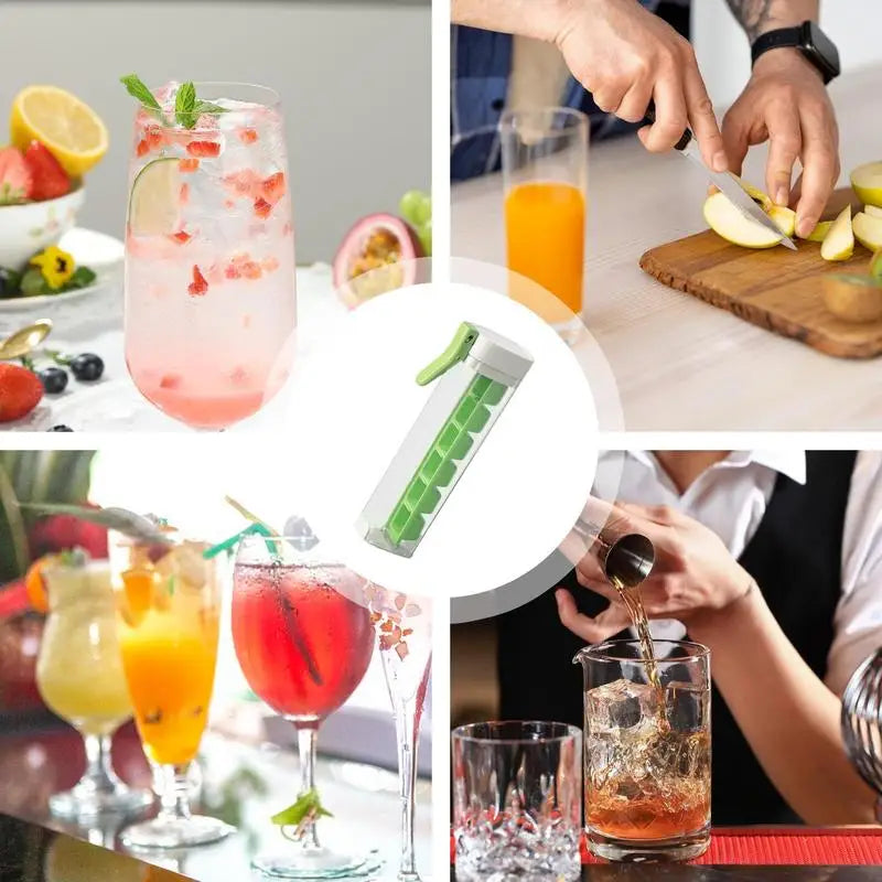 6 Compartment Press Type Ice Cube Molds Ice Trays for Freezer Square Ice Cube Mold with Bins Ice Trays with Lids Ice Maker Oasis Select
