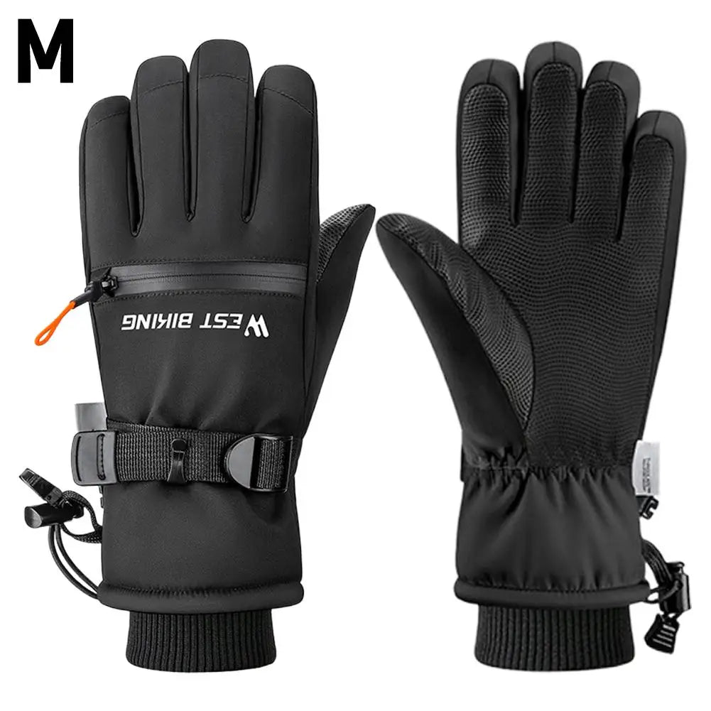 Winter ski gloves for men and women waterproof windproof warmth thickened anti-slip touch screen riding driving gloves Oasis Select Black M