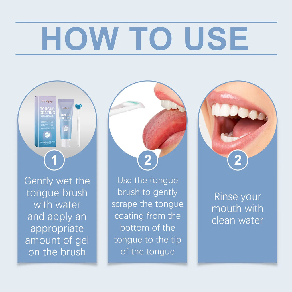 Oralhoe Tongue Coat Clean Care Gel with Brush Freshing Breathing Lasting Eliminate Bad Odors Oral Hygiene Tongue Cleansing Gels Oasis Select