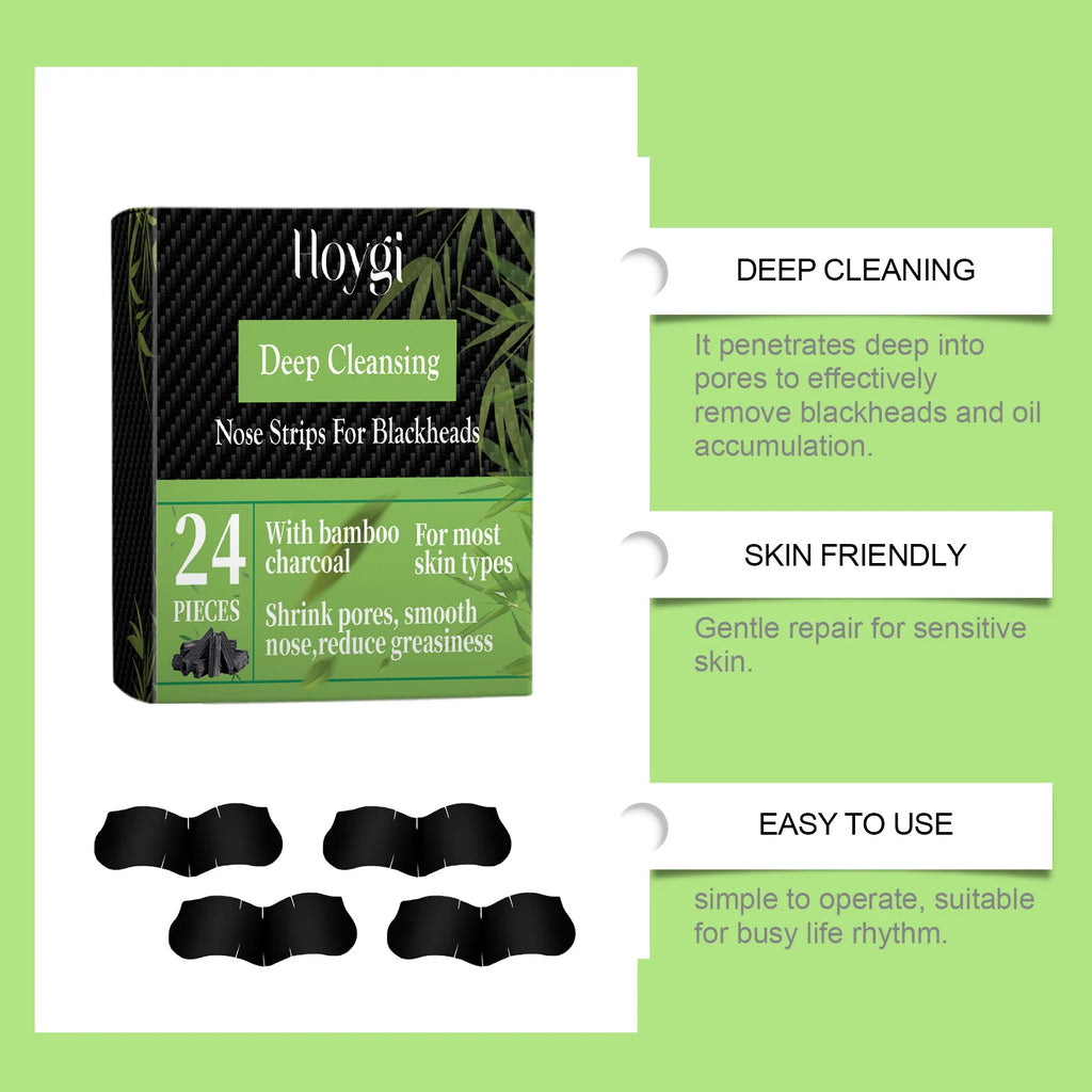 Bamboo Charcoal Blackhead Nose Strips 24pc – Deep Pore Clean