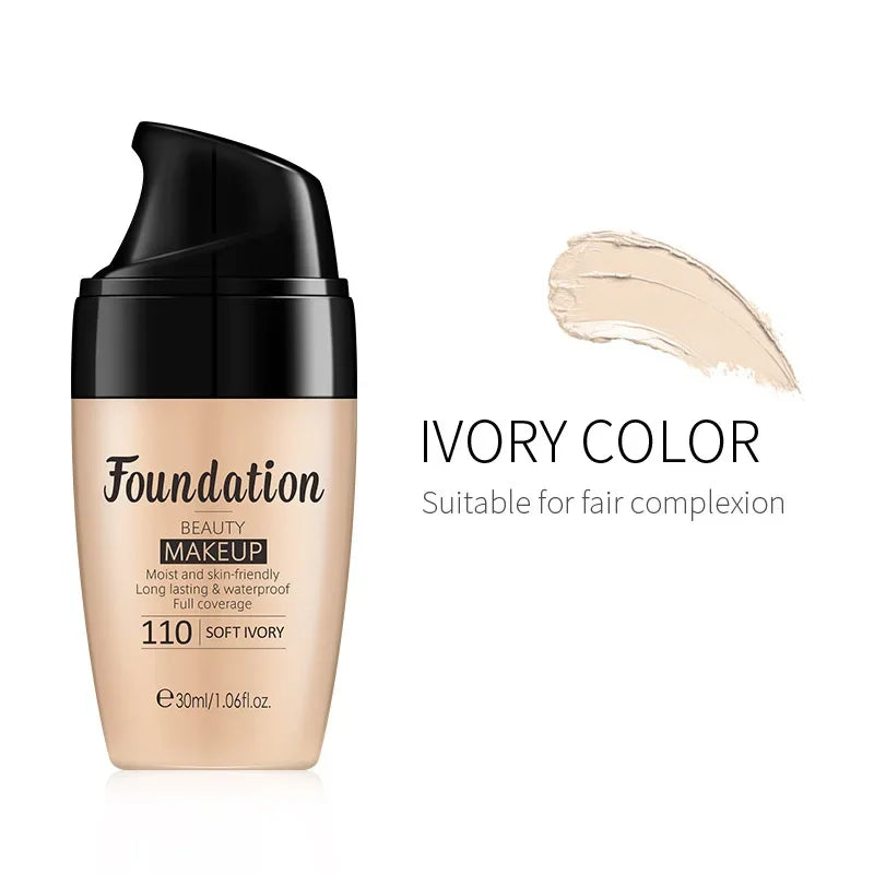 LAIKOU Liquid Foundation Moisturizing Long Lasting Full Coverage Concealer Waterproof Face Makeup 30ml Oasis Select Soft Ivory-110